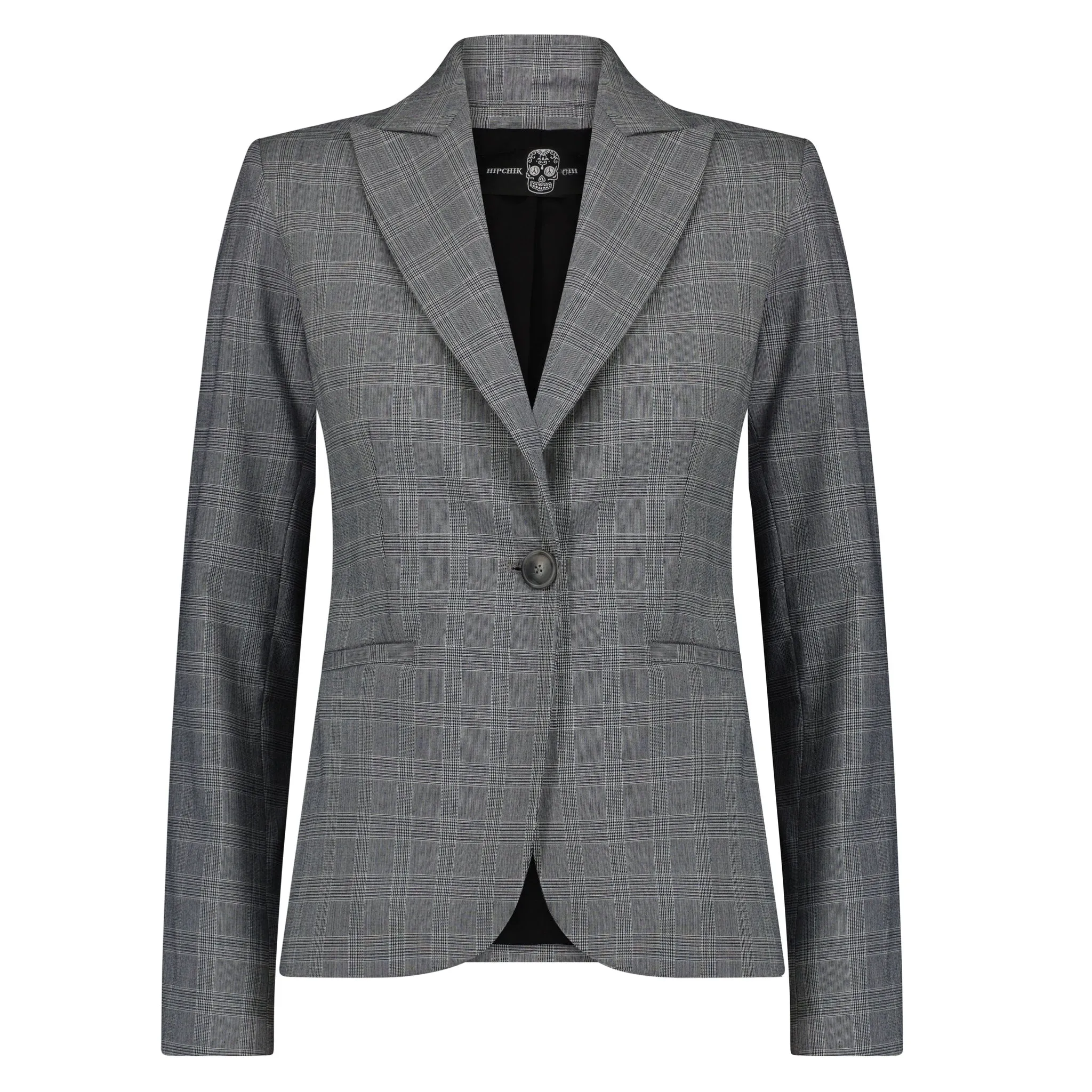 Butterflies Stripes Blazer -  - Black Plaid