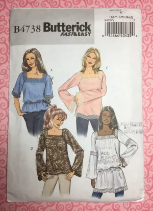 Butterick 4738 Misses Square neck pullover top -Size Petite Large -XLG