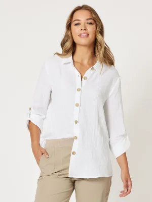 Byron Textured Cotton Shirt - White