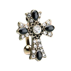 Byzantine Goth Daisy Cross Belly Ring in Gold Byzantine Goth Daisy Cross Belly Ring in Gold