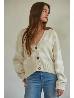 Cambridge Cardigan in Sand/Cream Stripe