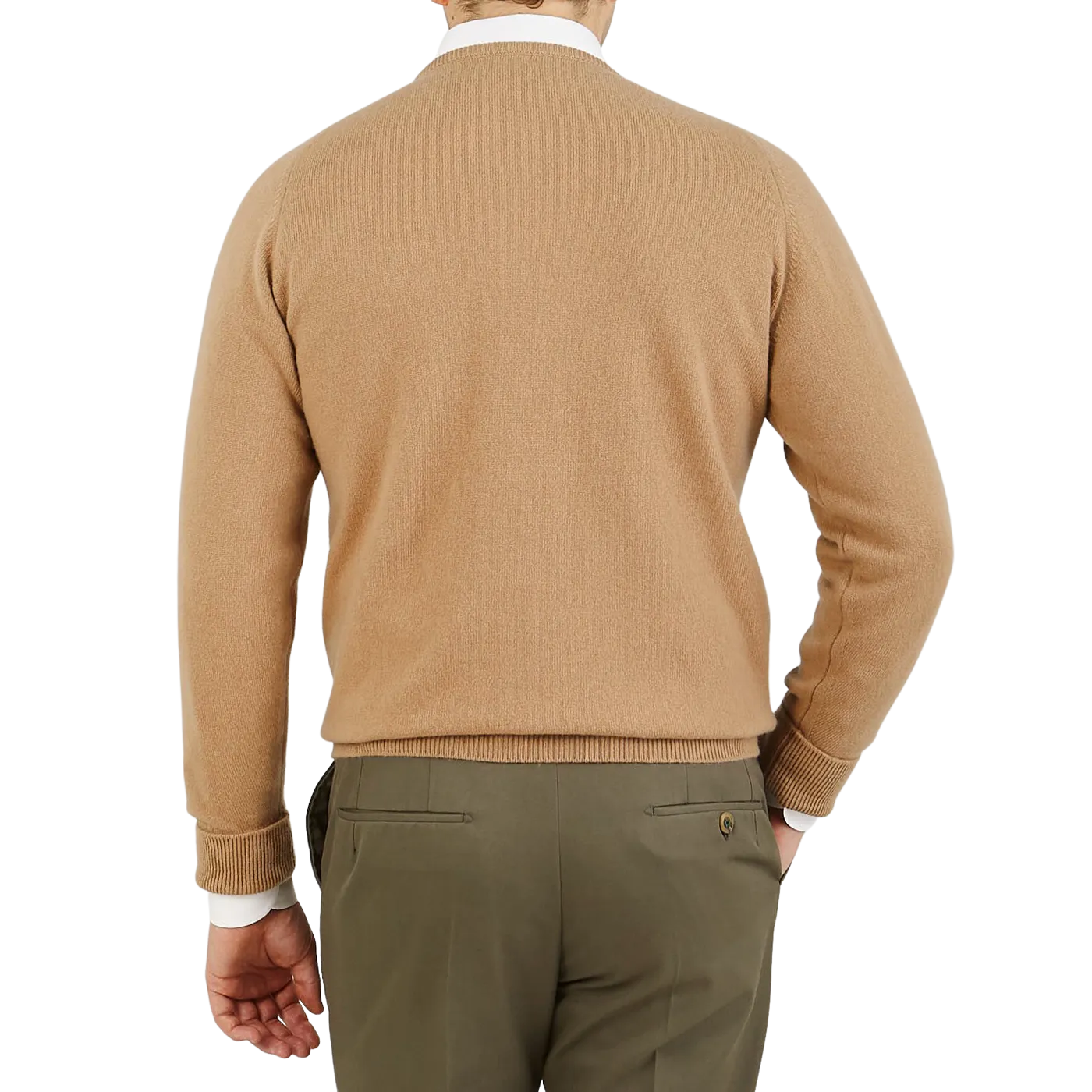 Camel Beige Crew Neck Cashmere Sweater