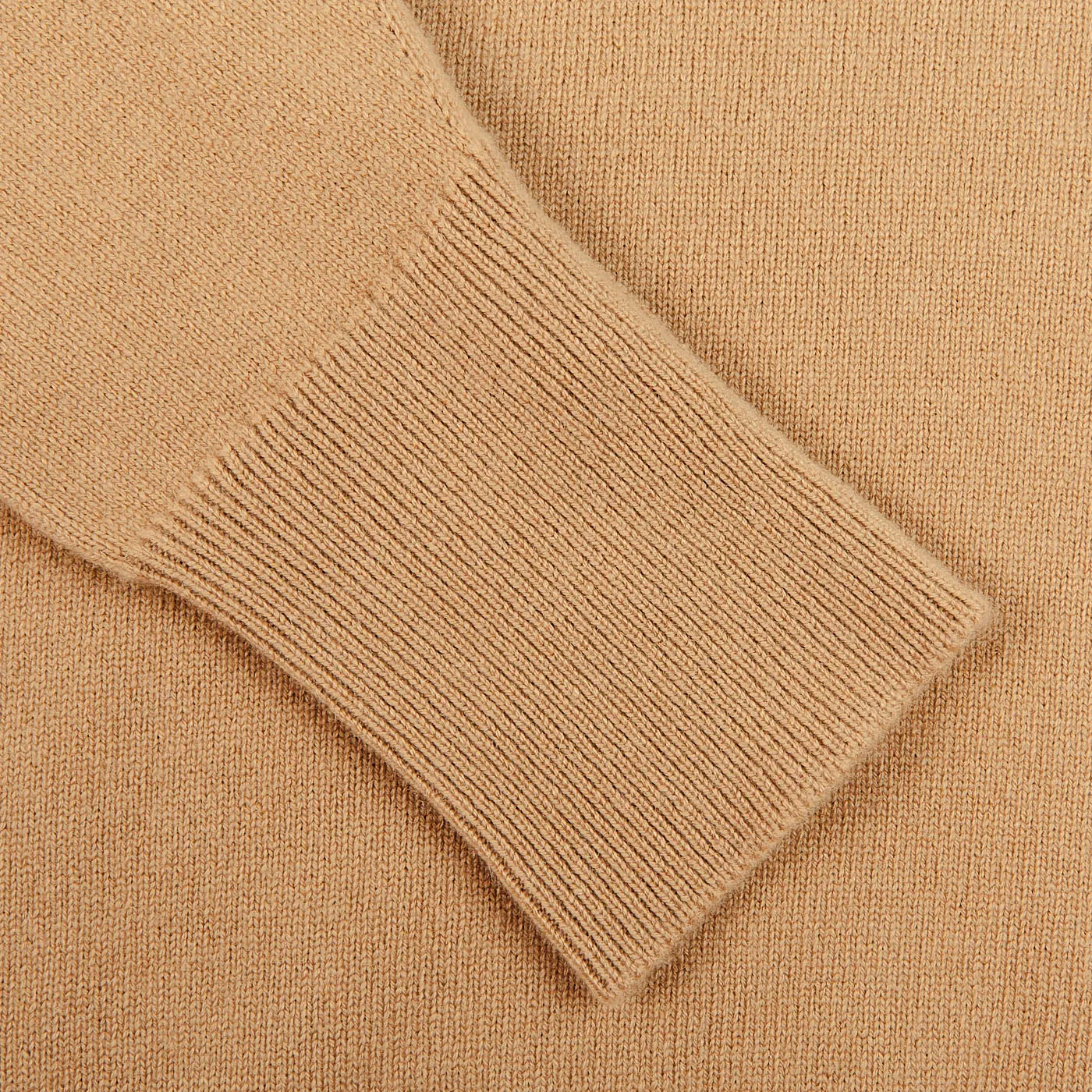 Camel Beige Crew Neck Cashmere Sweater
