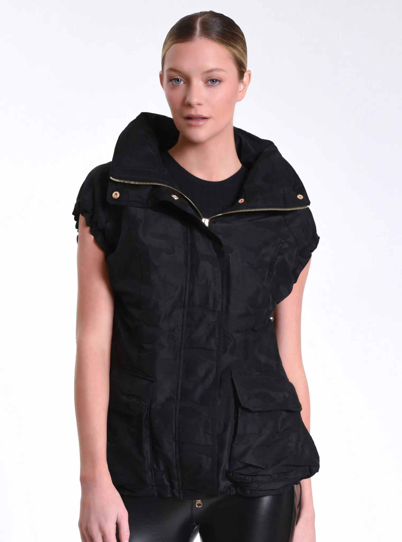 Camo Oversize Svetlana Vest Gold Trims