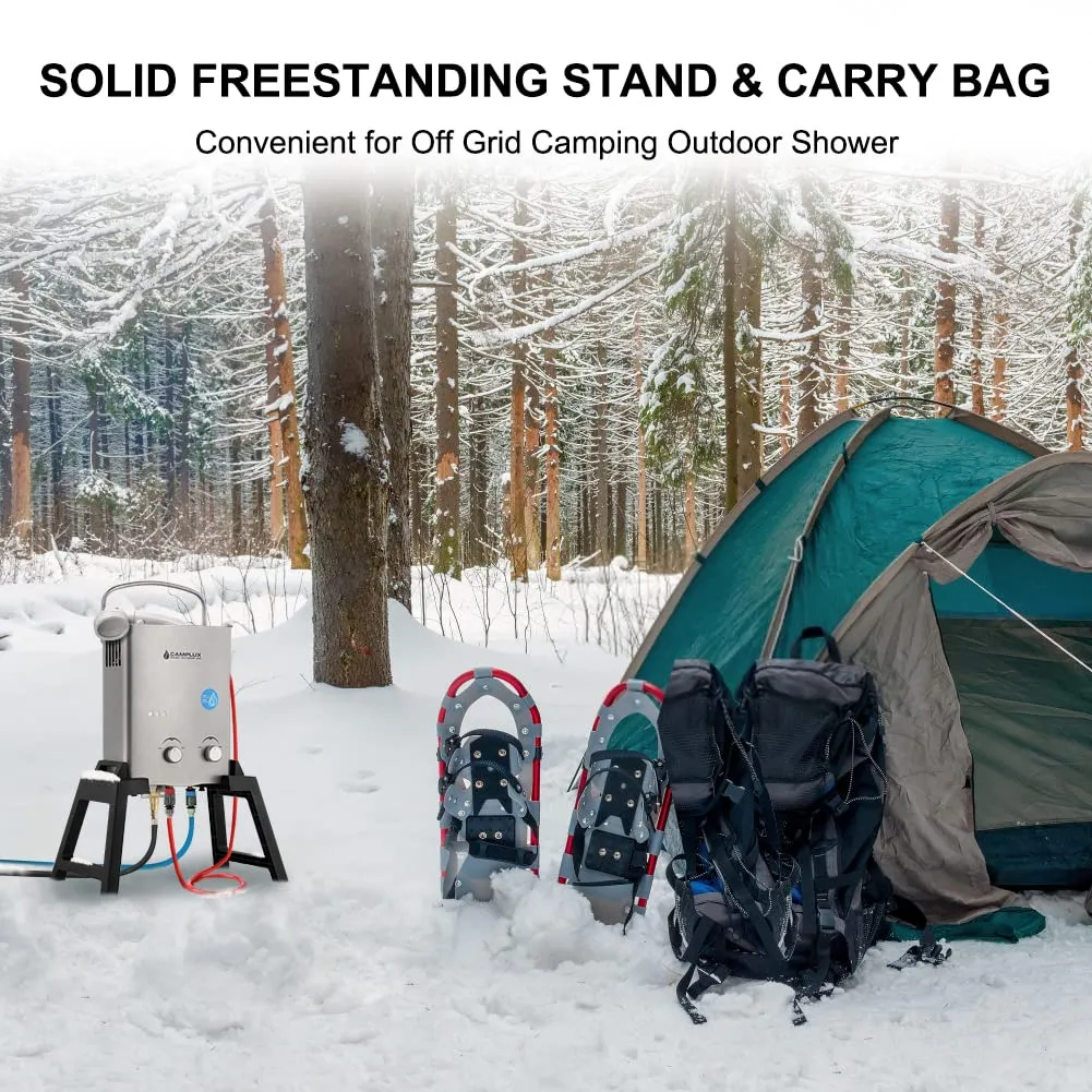 Camplux Gray 1.32 GPM Outdoor Tankless Gas Water Heaters w/ Freestanding Stand and Carry Bag