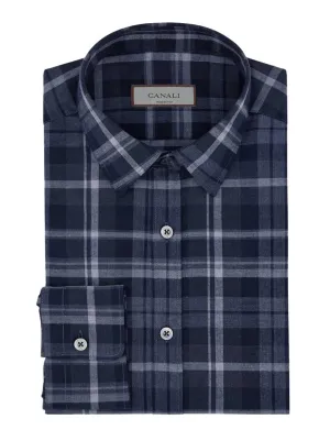 Canali - Navy Multi Check Cotton Shirt