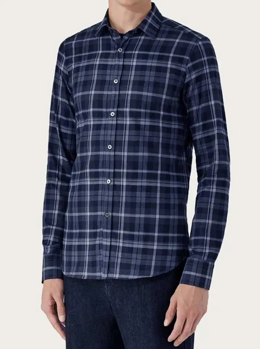 Canali - Navy Multi Check Cotton Shirt