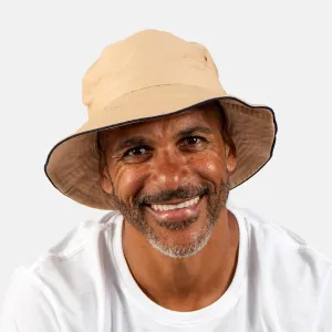 Cancer Council Jester Cotton Bucket Hat - Khaki/Navy