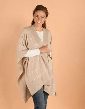 Cape with Contrast Lines in Alpaca