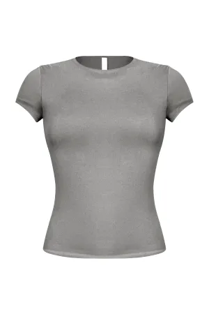 Cara Short Sleeve Top (Heather Grey)