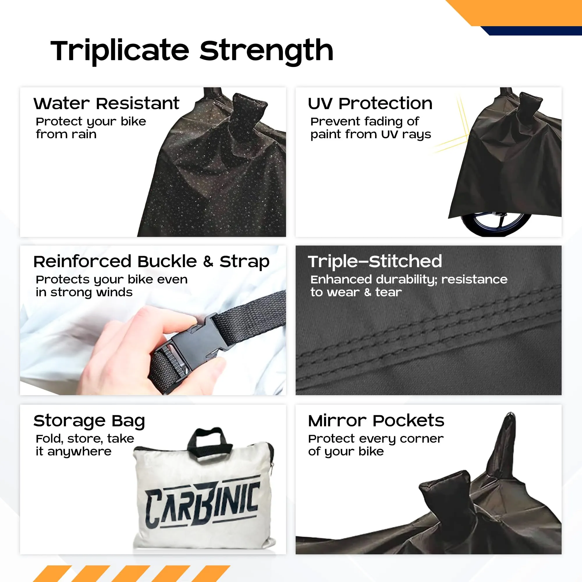 CARBINIC Water Resistant Scooty Cover | Honda Activa 6G TVS Jupiter Bajaj Chetak Electric Scooter Cover | Dustproof Washable Activa Accessories | UV Proof Scratchproof (Black, for Scooty)