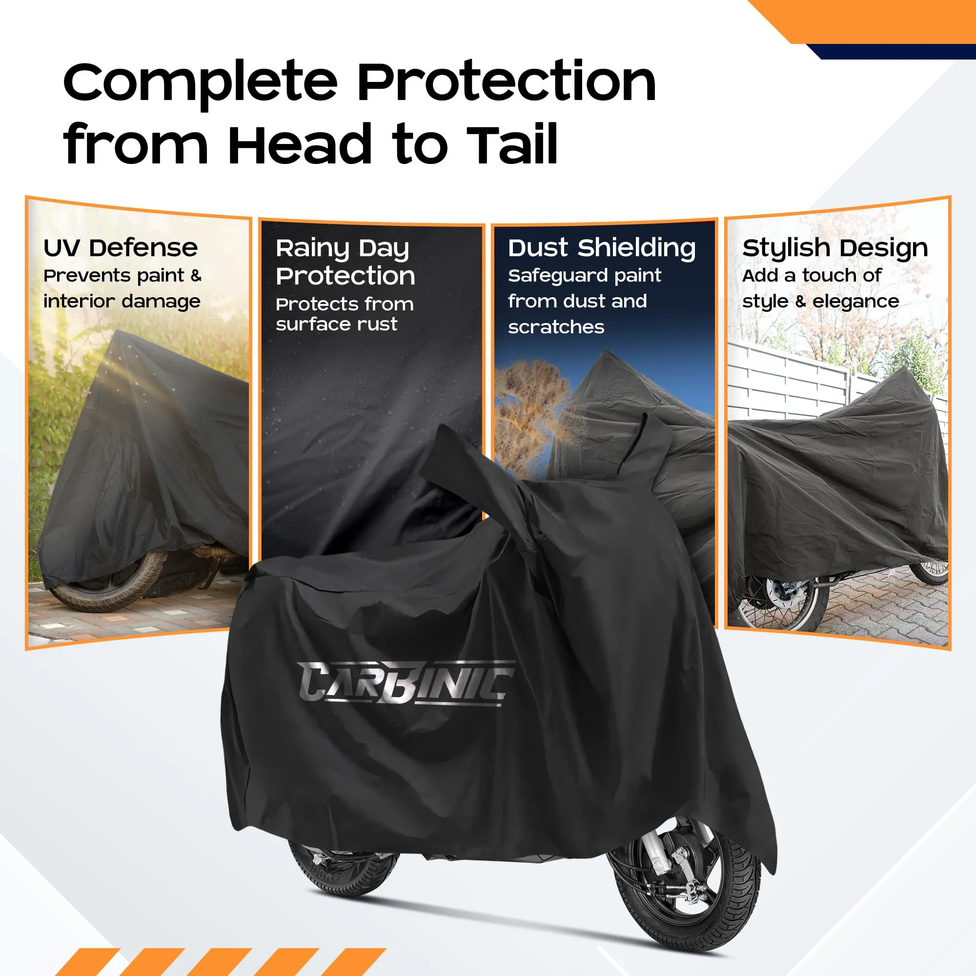 CARBINIC Water Resistant Scooty Cover | Honda Activa 6G TVS Jupiter Bajaj Chetak Electric Scooter Cover | Dustproof Washable Activa Accessories | UV Proof Scratchproof (Black, for Scooty)