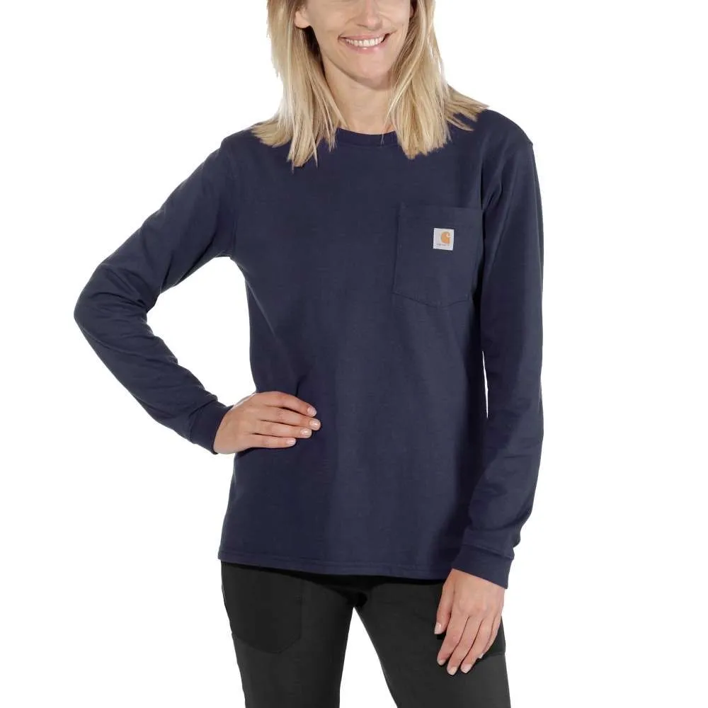 Carhartt&#x20;103244&#x20;Women&#x27;s&#x20;Pocket&#x20;l&#x2F;s&#x20;T-Shirt&#x20;-&#x20;Navy