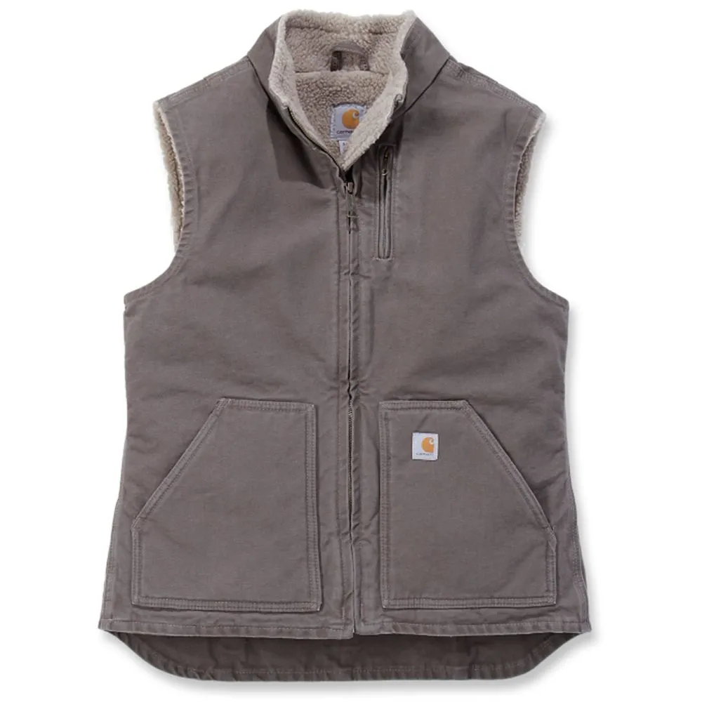 Carhartt&#x20;WV001&#x20;Women&#x27;s&#x20;Sandstone&#x20;Mock&#x20;Neck&#x20;Vest&#x20;-&#x20;Taupe&#x20;Grey