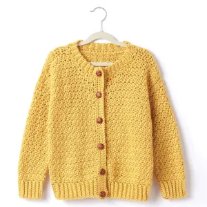 Caron Child's Crochet Crew Neck Cardigan