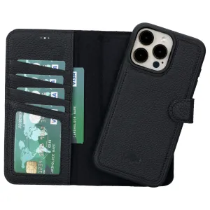 Carter iPhone 15 Pro Max Wallet Case, Pebble Black