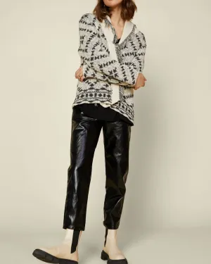 Carthage Open Knit Cardigan in Black/Ivory | Black/Ivory