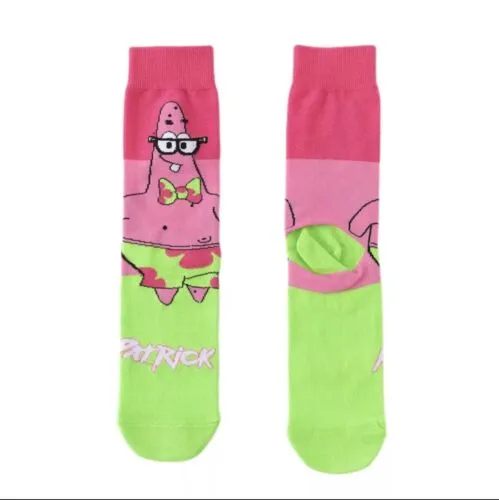 Cartoon Socks, Patrick Sponge Bob Fun Novelty Mens Crew Character Socks