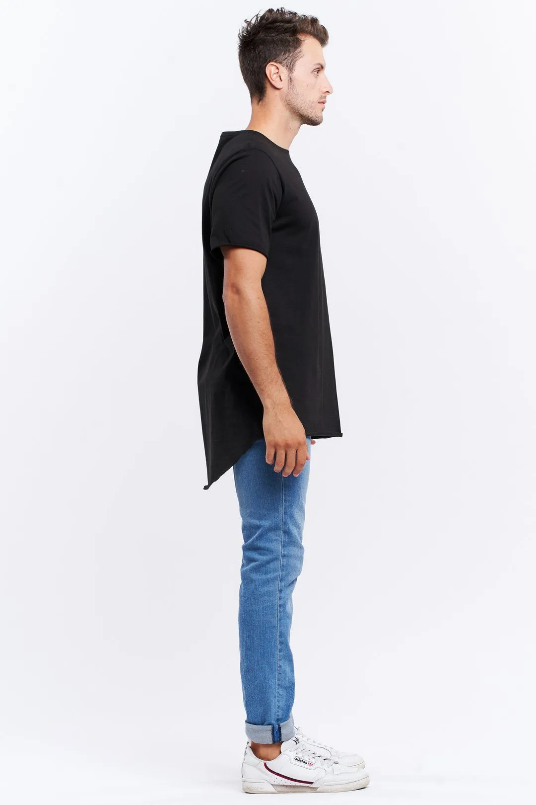 Casa Amuk MENS BASIC RAW HEM TALL TEE BLACK