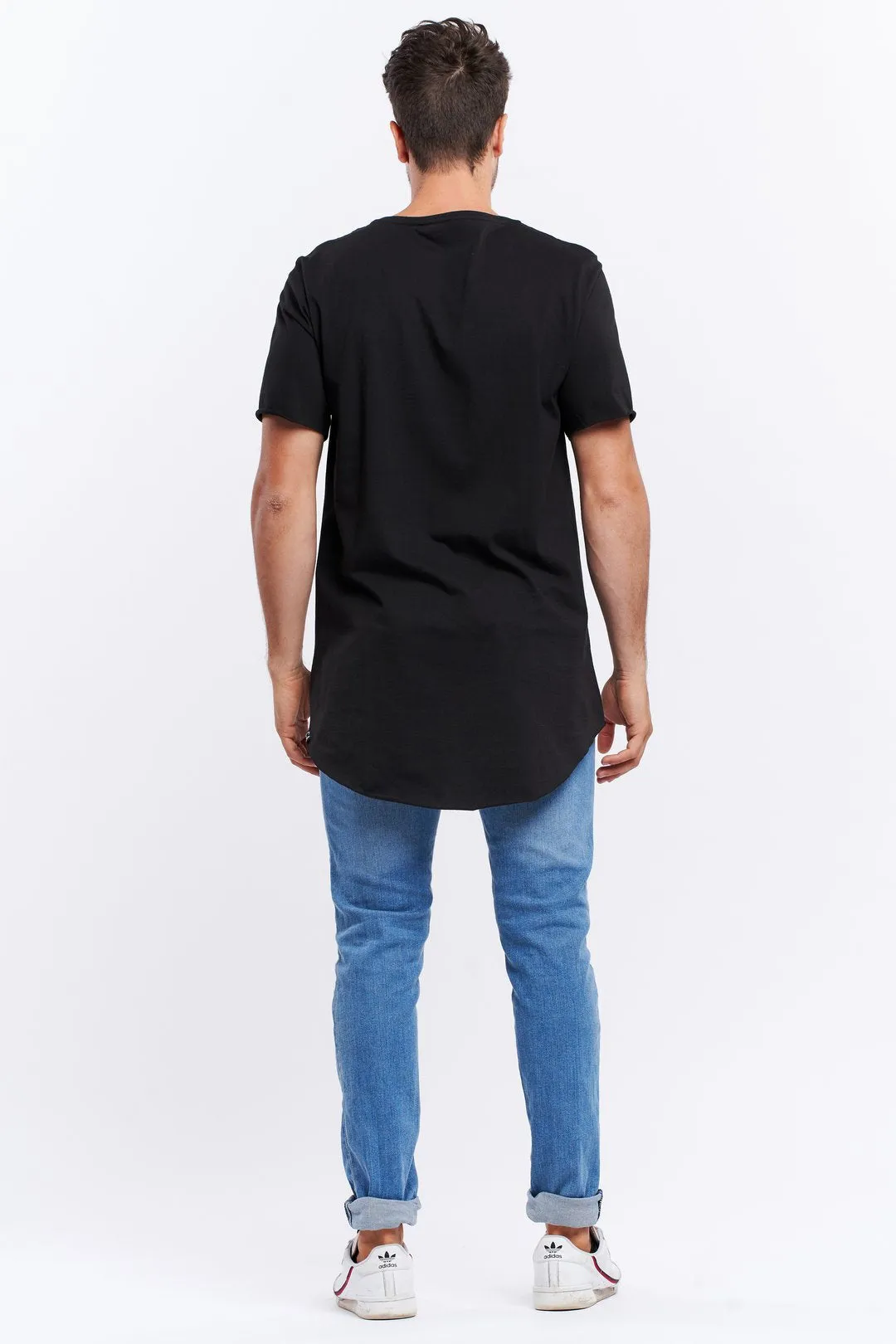 Casa Amuk MENS BASIC RAW HEM TALL TEE BLACK