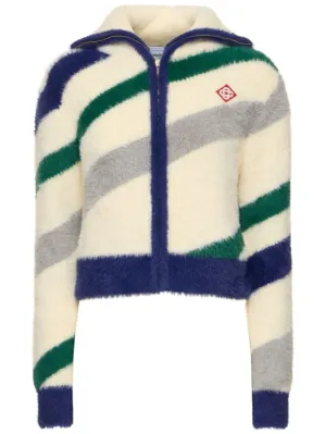 Casablanca   Striped fluffy zip-up top 