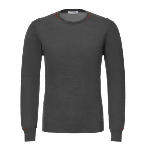 Cashmere Blend Sweater in Grey with Red Details