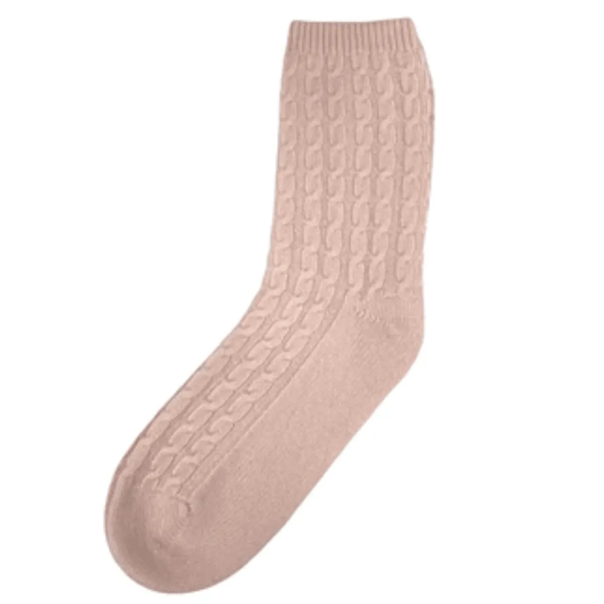Cashmere Cable Knit Socks | Pale Pink