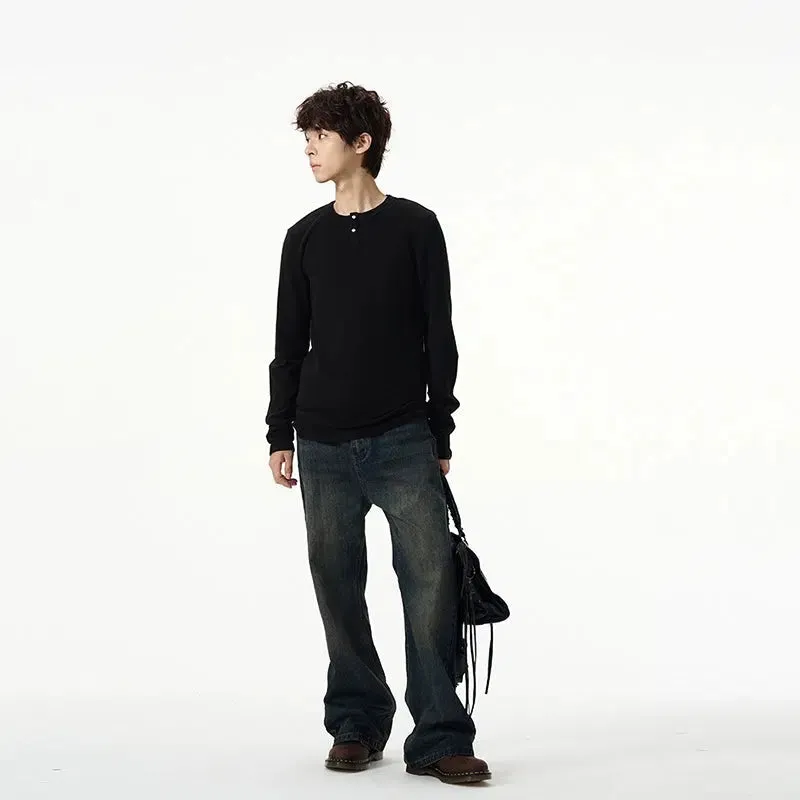 Casual Long Sleeve Henley Pullover