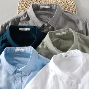 Casual Long-Sleeved Cotton Linen Men's Shirt