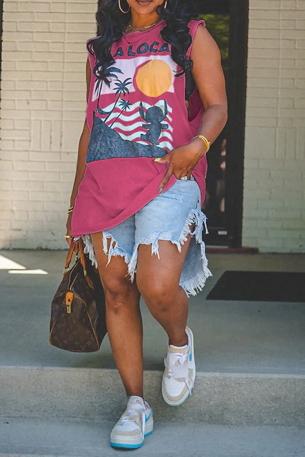 Casual Loose Beach Vacation Printed Vest