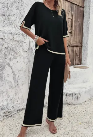 Casual Short Sleeve Knitted Set