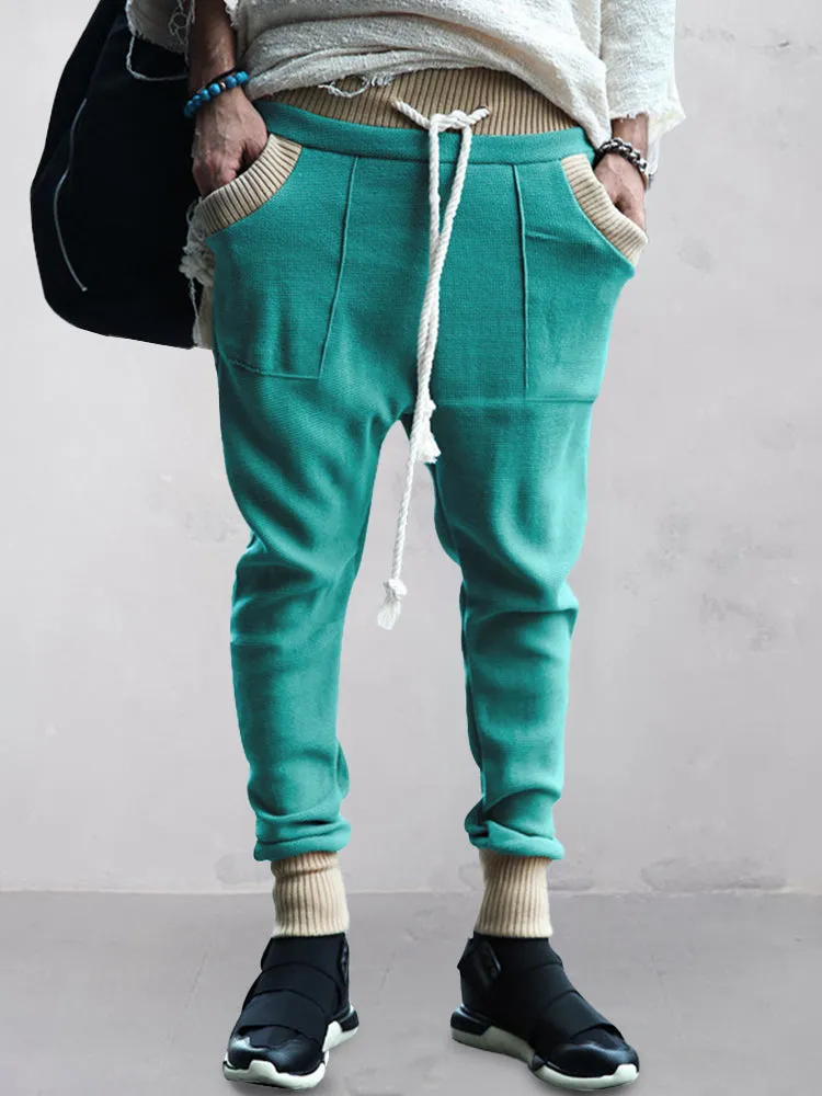 Casual Stretchy Color Block Pants