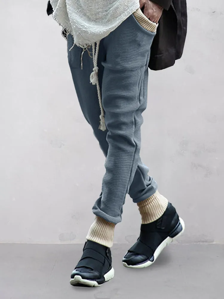 Casual Stretchy Color Block Pants
