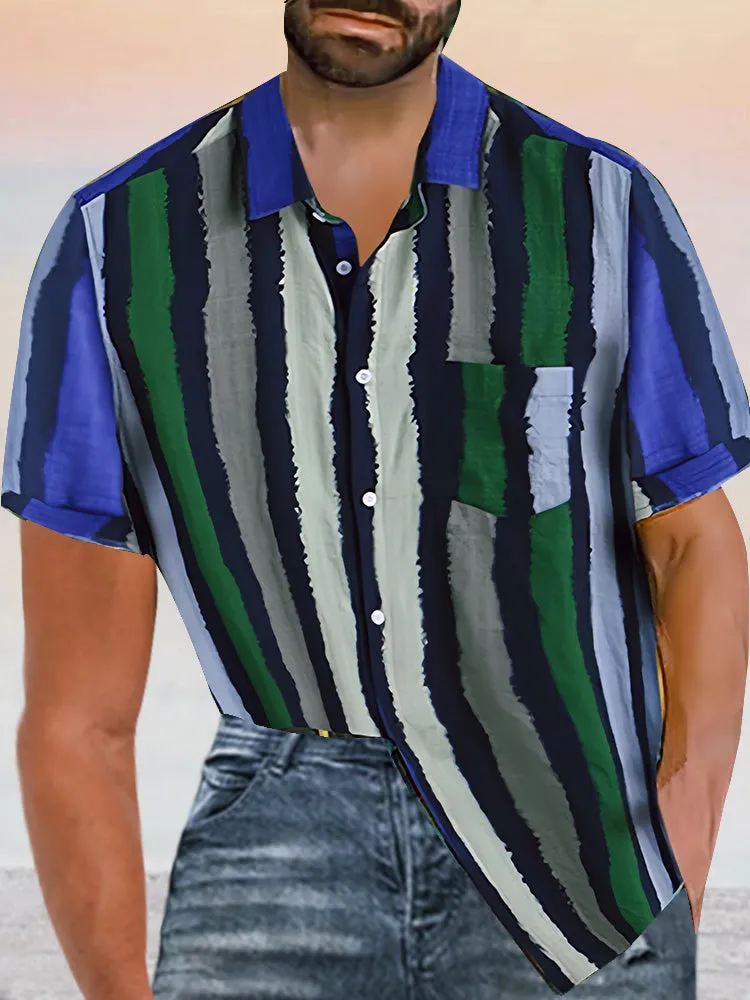 Casual Stripe Cotton Beach Shirt