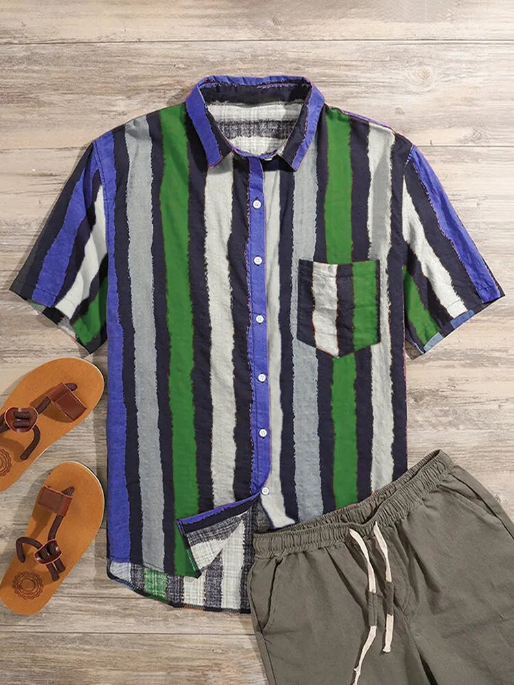 Casual Stripe Cotton Beach Shirt