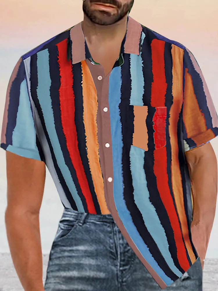 Casual Stripe Cotton Beach Shirt