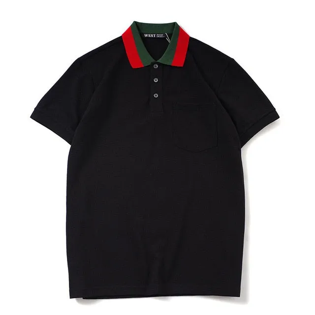 Casual Two Color Collar Short Sleeve Men Polo Shirt