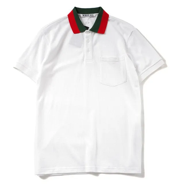 Casual Two Color Collar Short Sleeve Men Polo Shirt