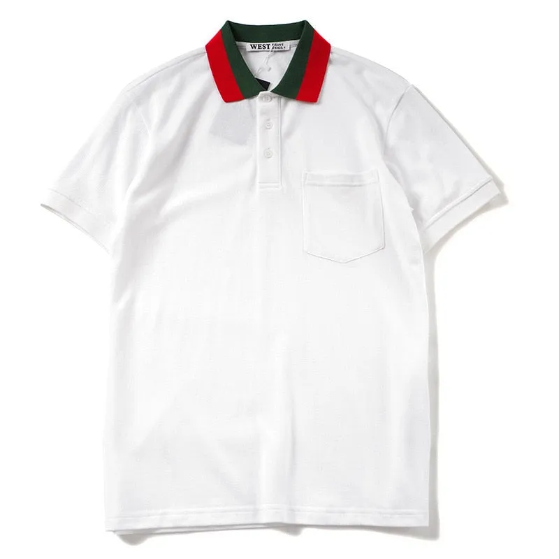 Casual Two Color Collar Short Sleeve Men Polo Shirt