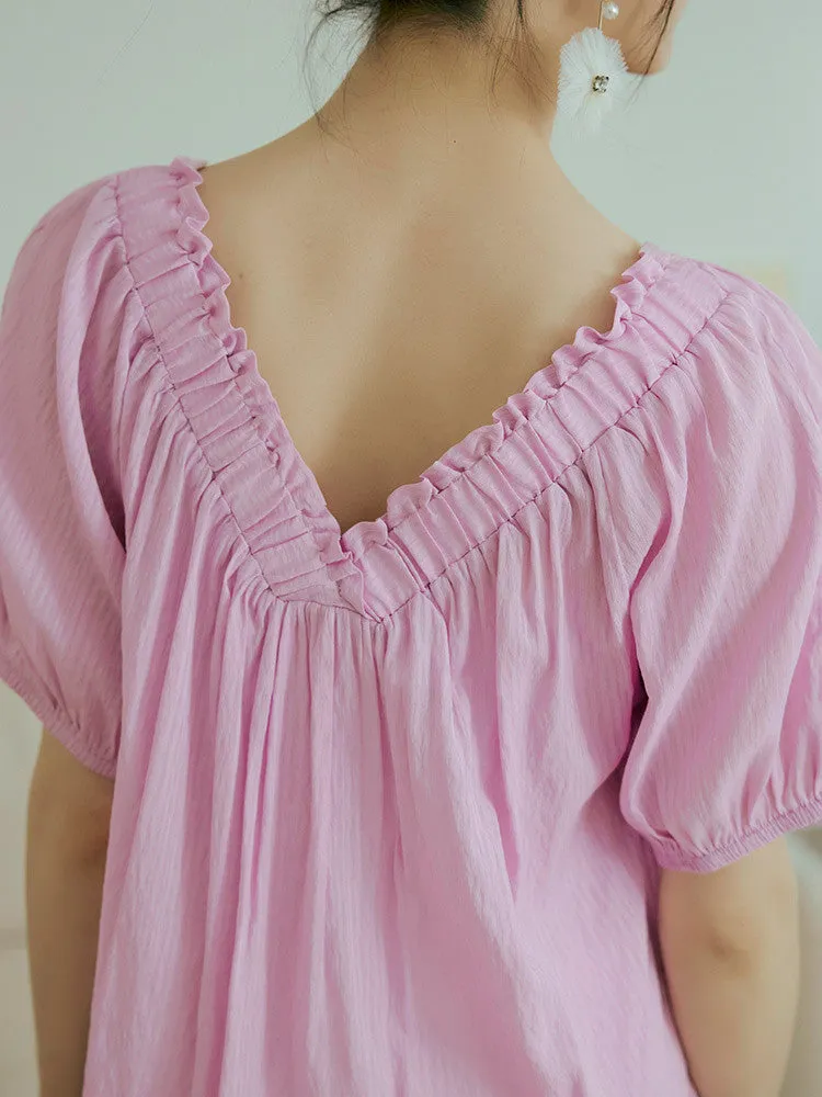 Casual Two Way Wear V-Neck Ruffle Blouse Top