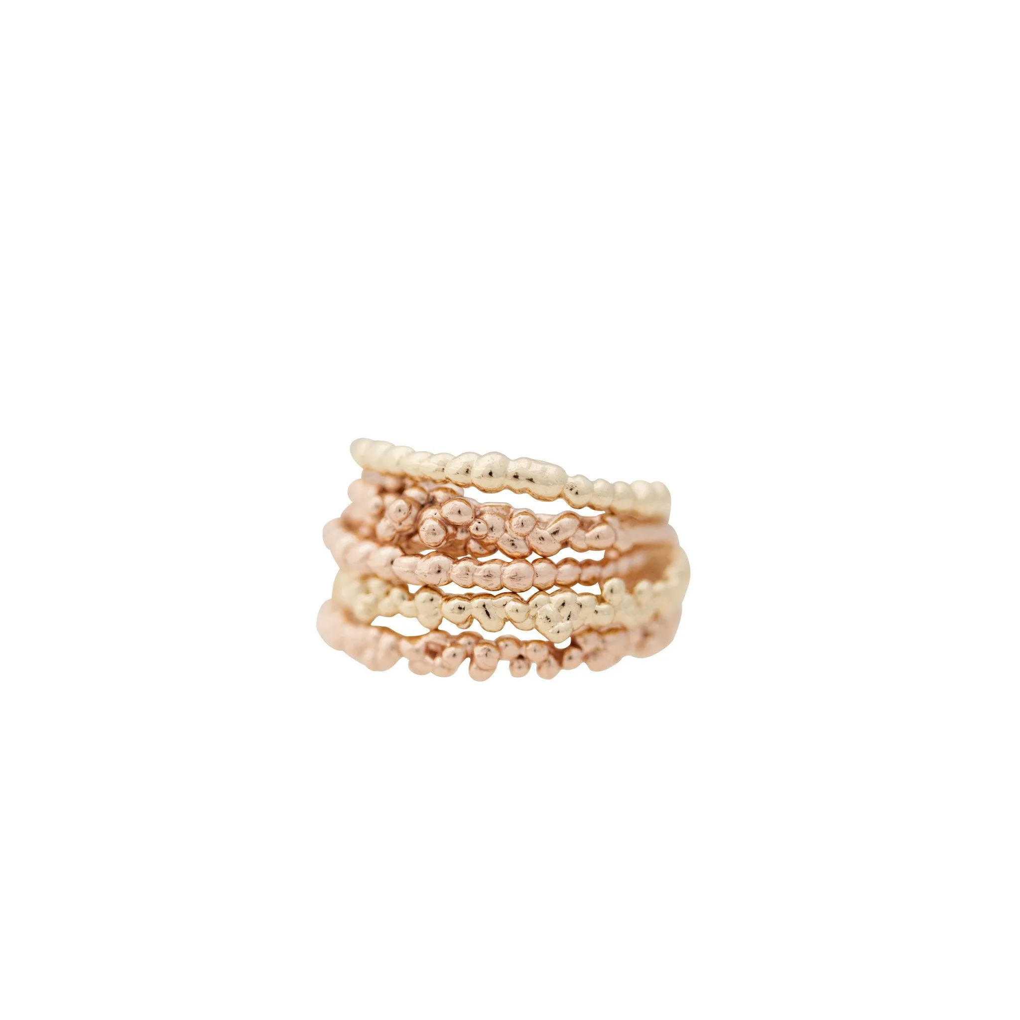 Caviar ~ Half Texture Ring in Gold