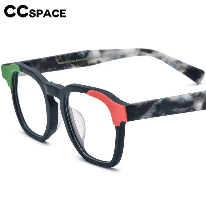 CCspace Unisex Full Rim Square Acetate Eyeglasses 56973