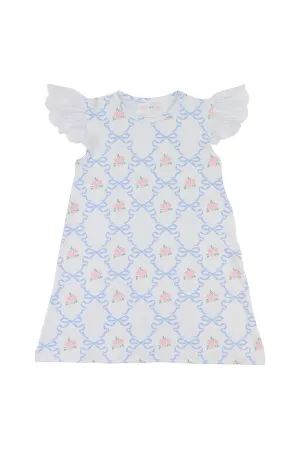 Cecil & Lou Girls Rose and Blue Bow Knit Dress