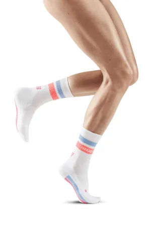 CEP Women's Miami Vibes 80's Socks Mid Cut - White/Pink&Sky