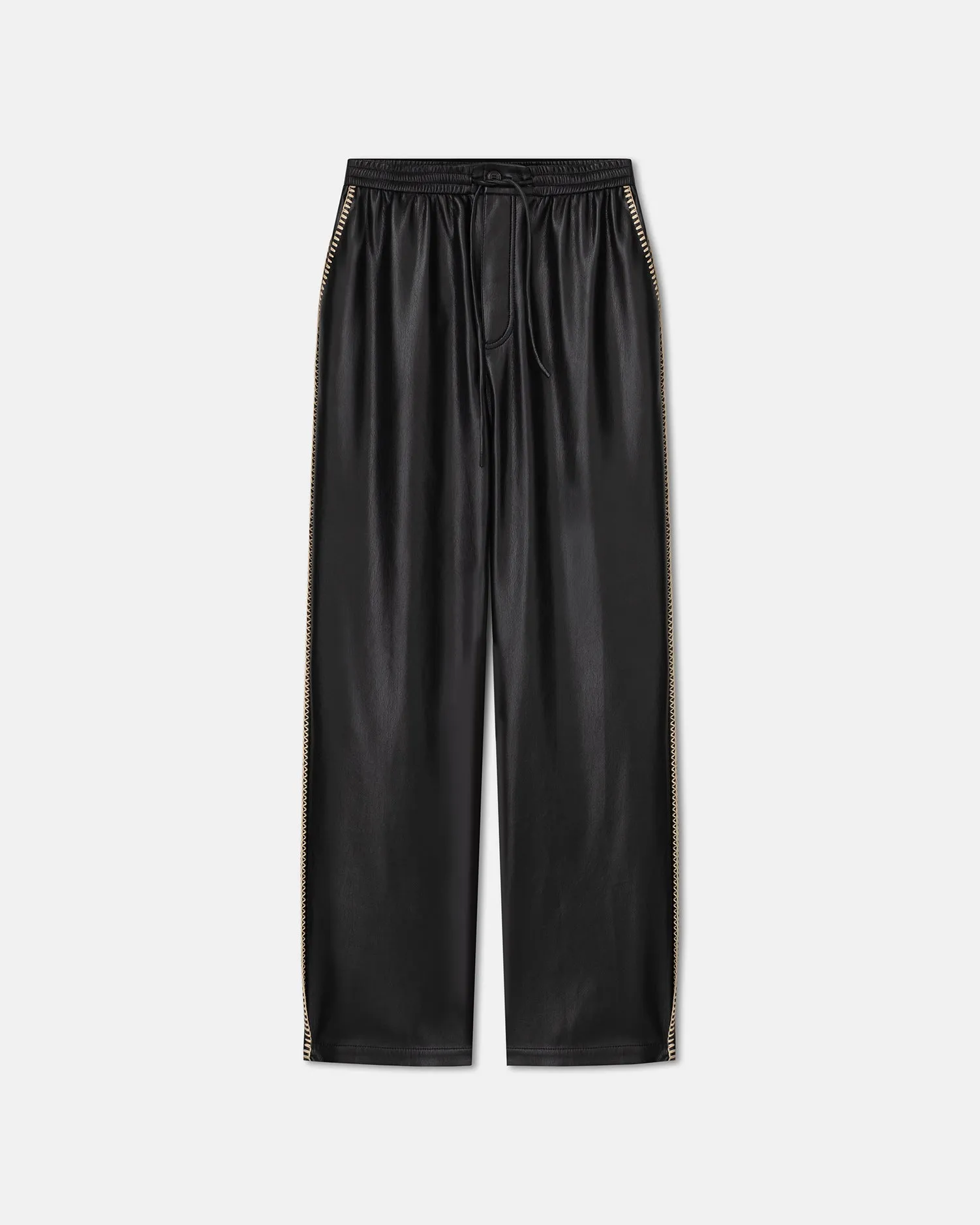 Ceron - Raffia-Trimmed Okobor™ Alt-Leather Pants - Black