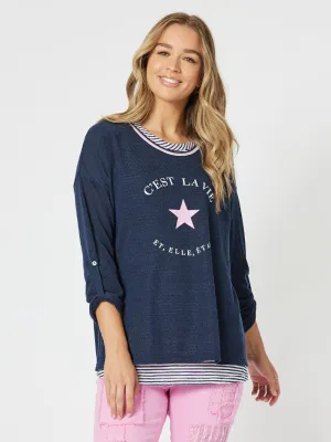C'est La Vie 2 In 1 Top - Navy