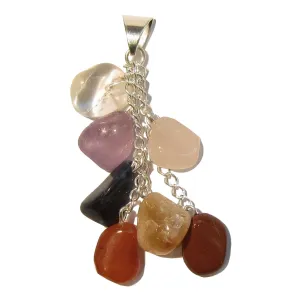 Chakra Pendant Dangling Rainbow Tumbled Stone Amethyst Citrine