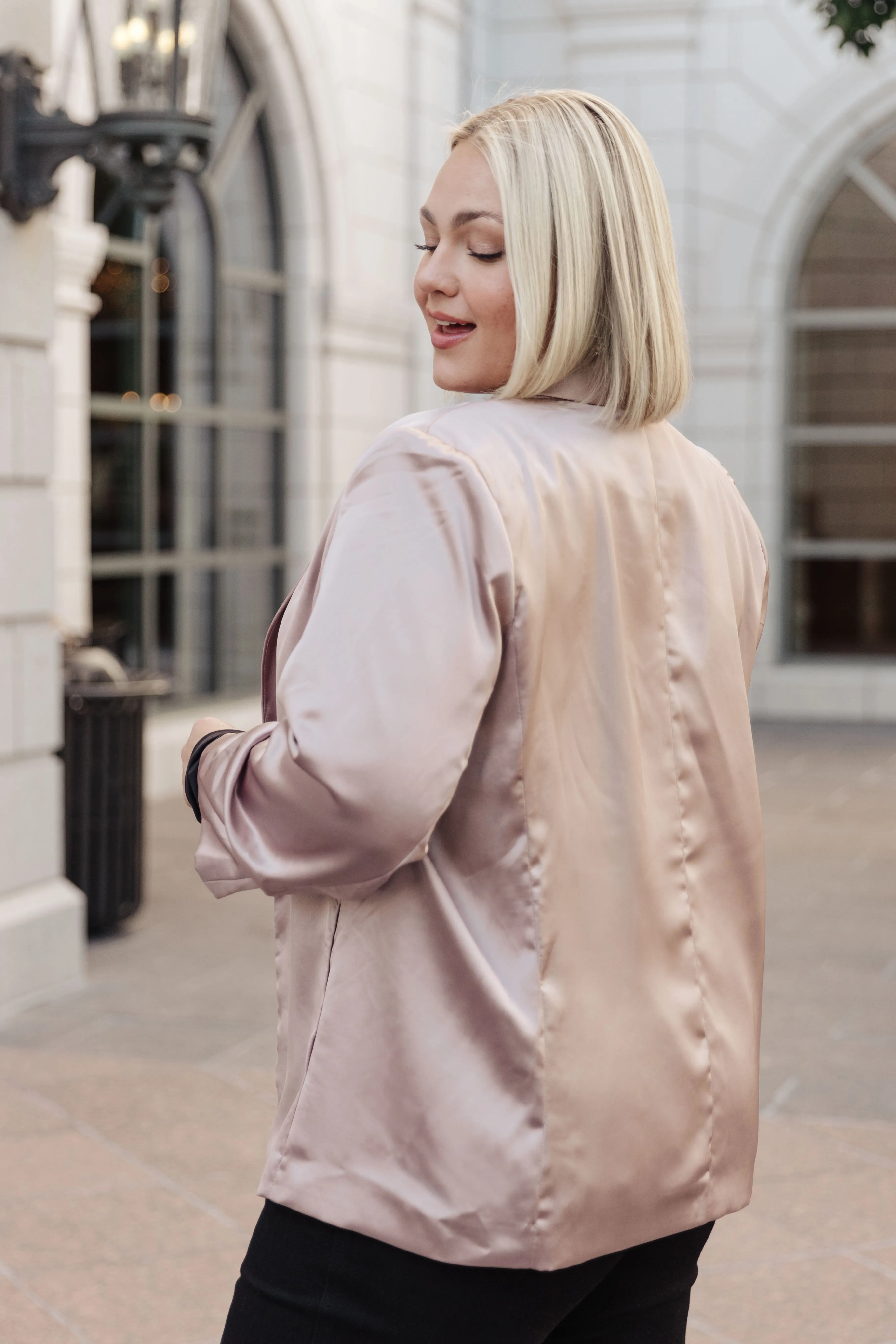 Champagne and Roses Satin Blazer - Champagne - Exclusively Online