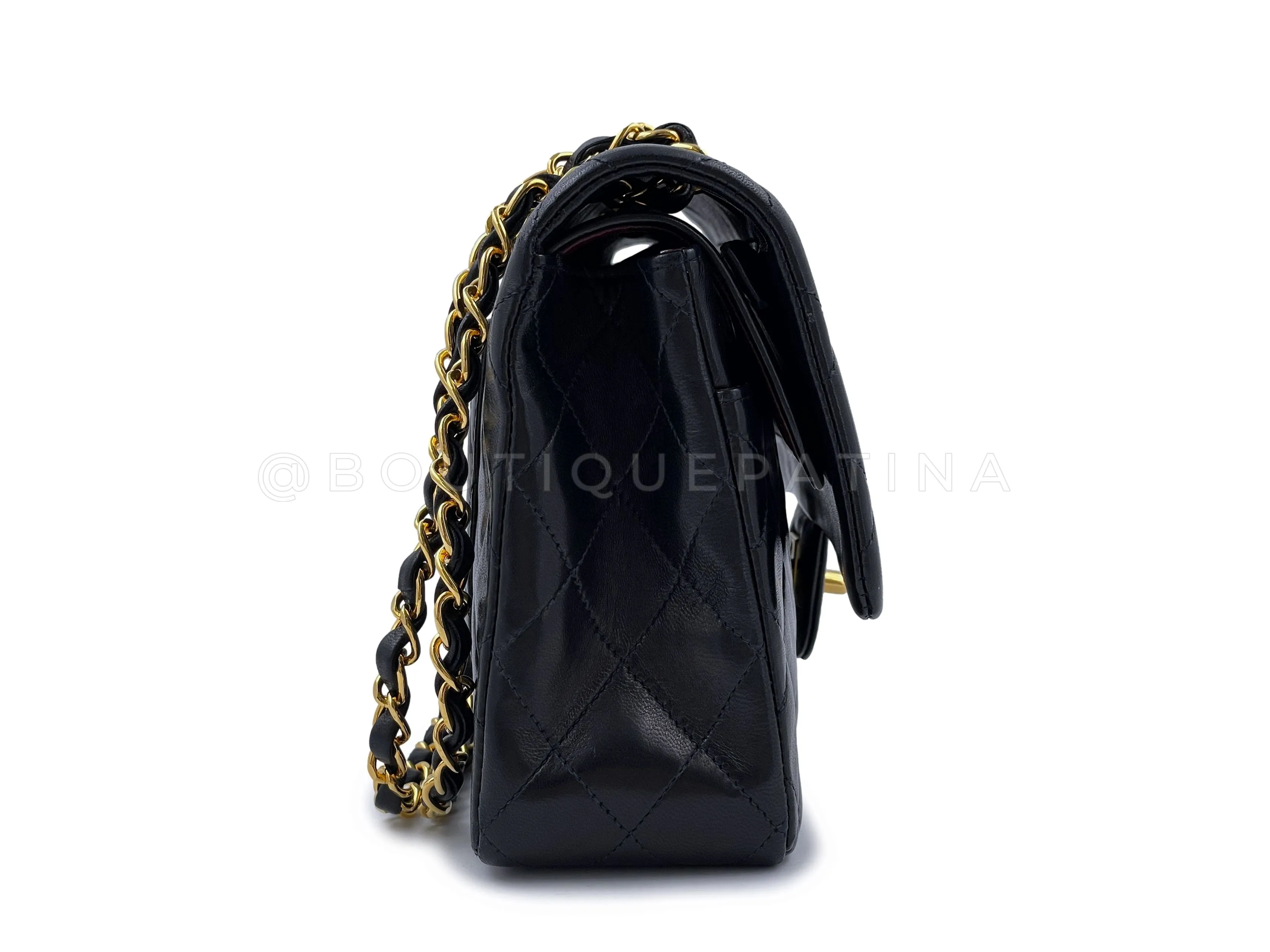 Chanel 1991 Vintage Black Medium Classic Flap Bag 24k GHW Lambskin
