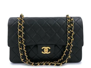Chanel 1997 Vintage Black Lambskin Medium Classic Double Flap Bag 24k GHW
